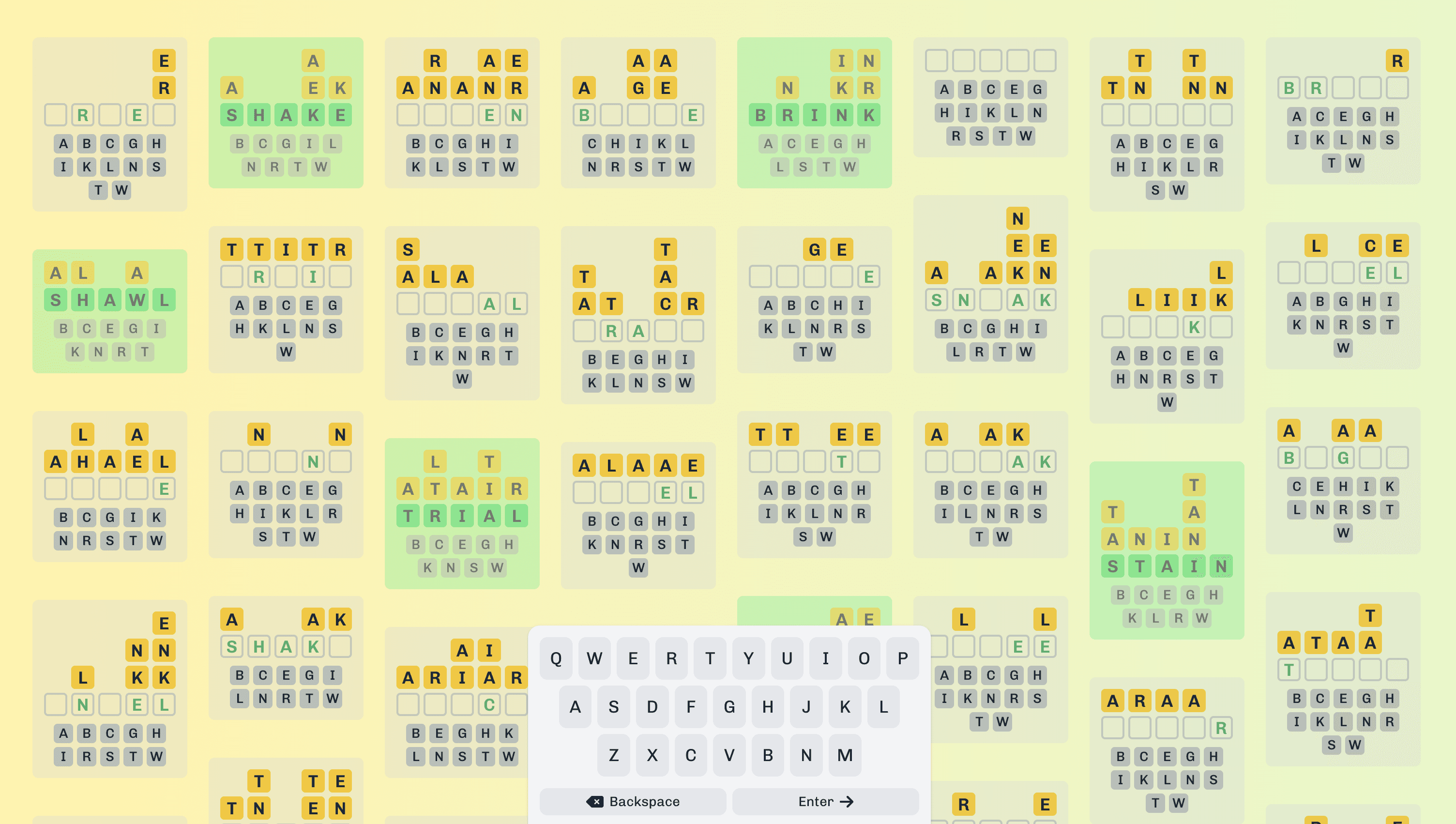 Screenshot of Everydle showing the game being played in compact mode